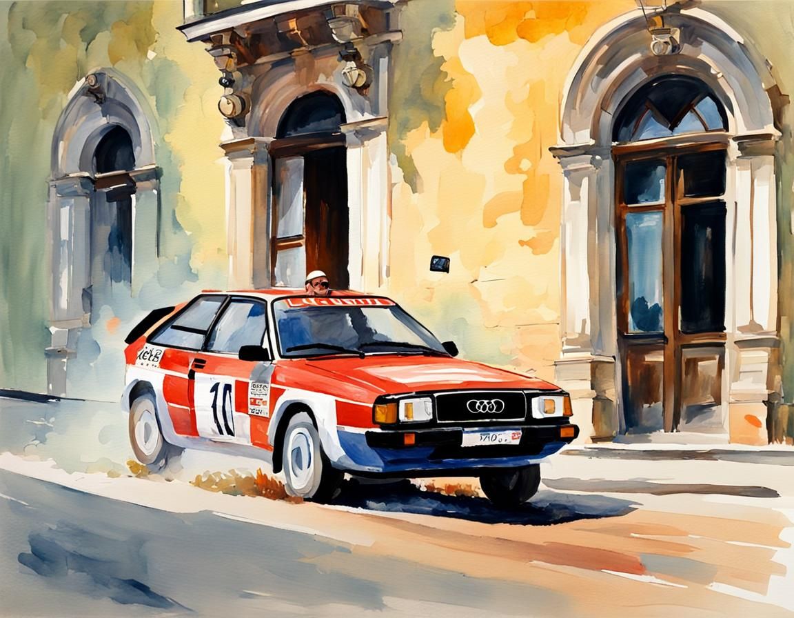 Rally Racing in Italy: Gouache and Watercolor Impression