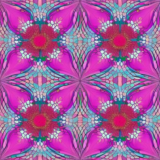 Pink Fractal Flowers in Abstract 3D Vector Art