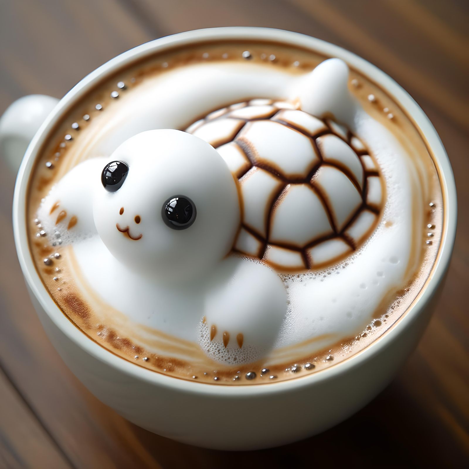 Cappuccino Art: Cute Turtle Milk Foam Sculpture