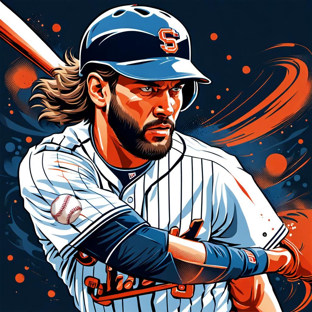 Dynamic illustrations featuring baseball players