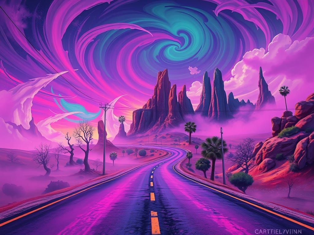 Surreal Psychedelic Landscape Unfolds