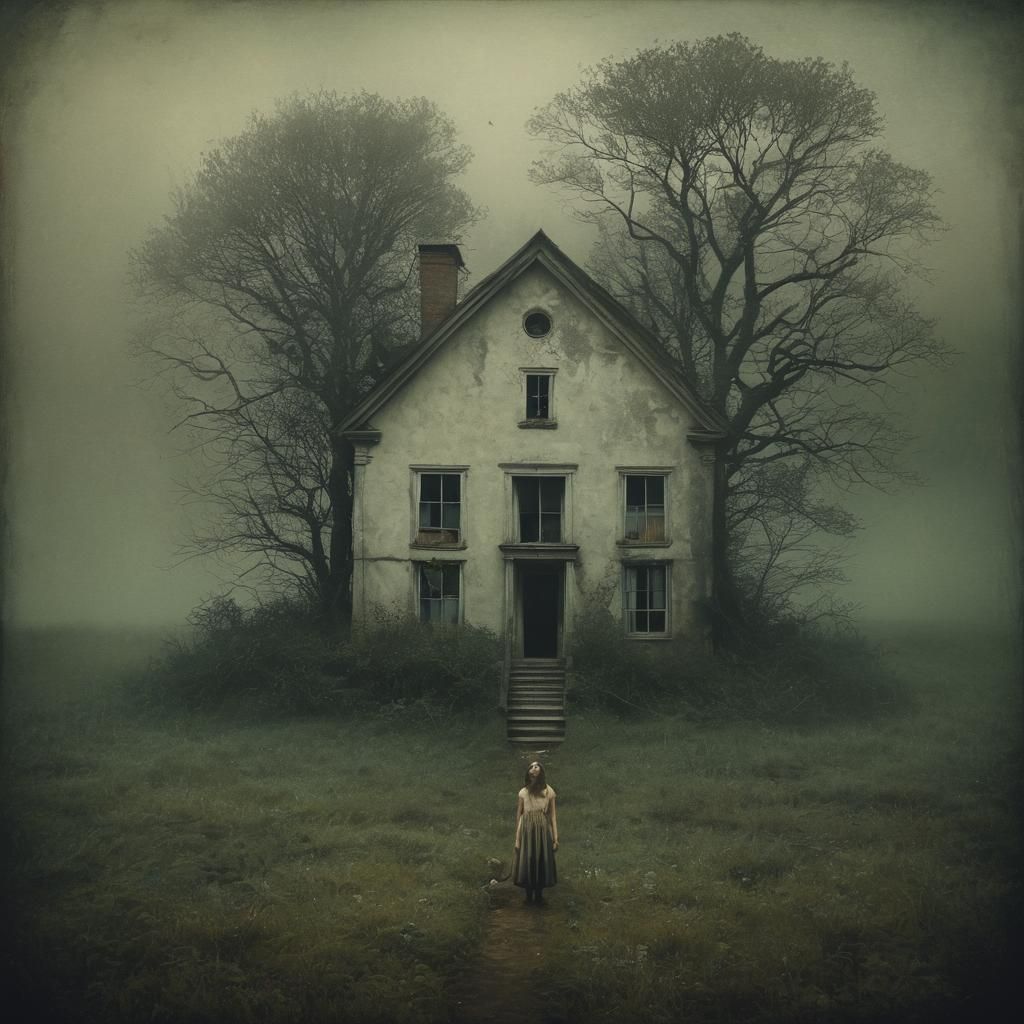 Ethereal House in Misty Landscape, Surreal Digital Art