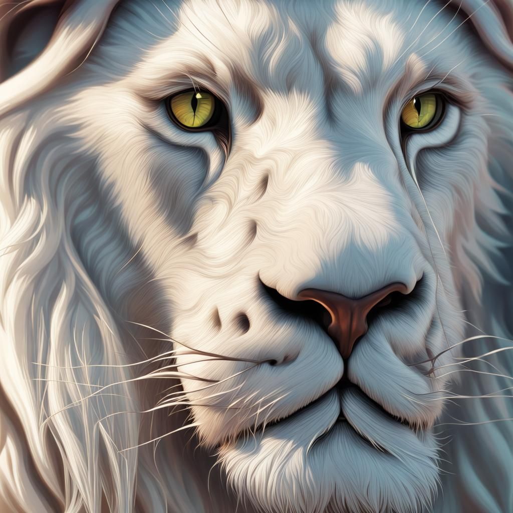 white lion close up