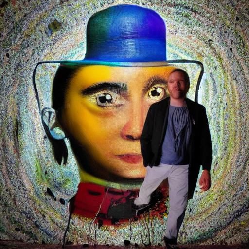 Surreal Portrait with City Dweller in Vibrant Colors