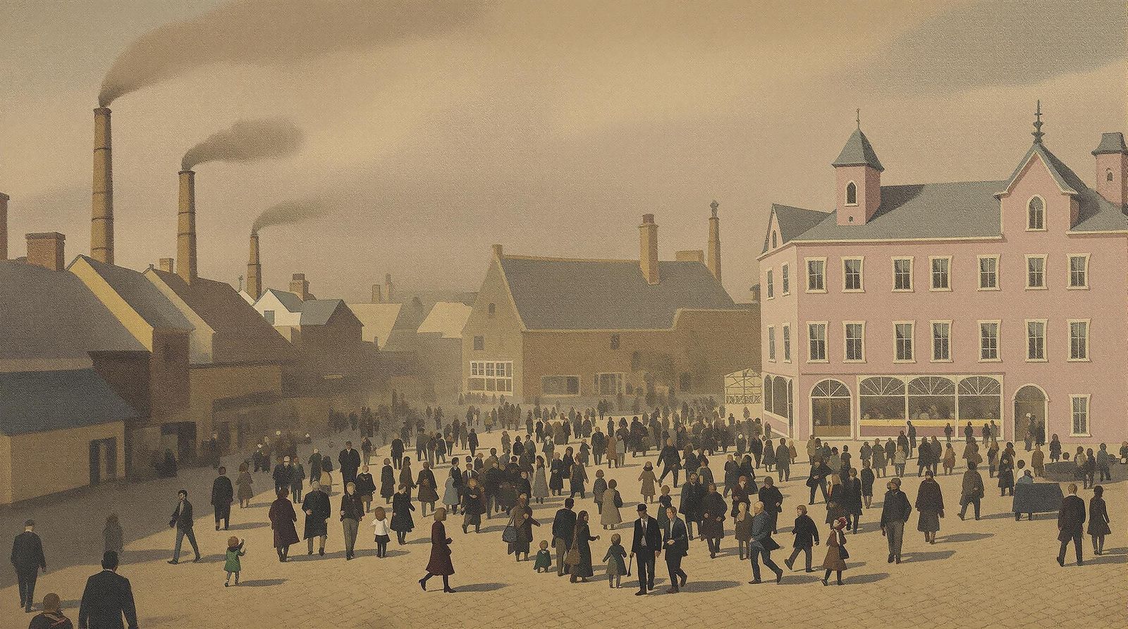 Urban Street Scene in Earthy Oil Painting