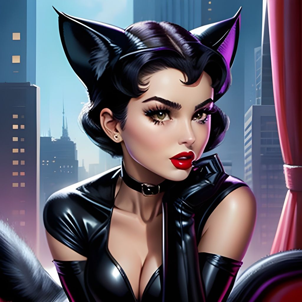 THE CATWOMAN by Olivia De Berardinis pin-up artwork"
