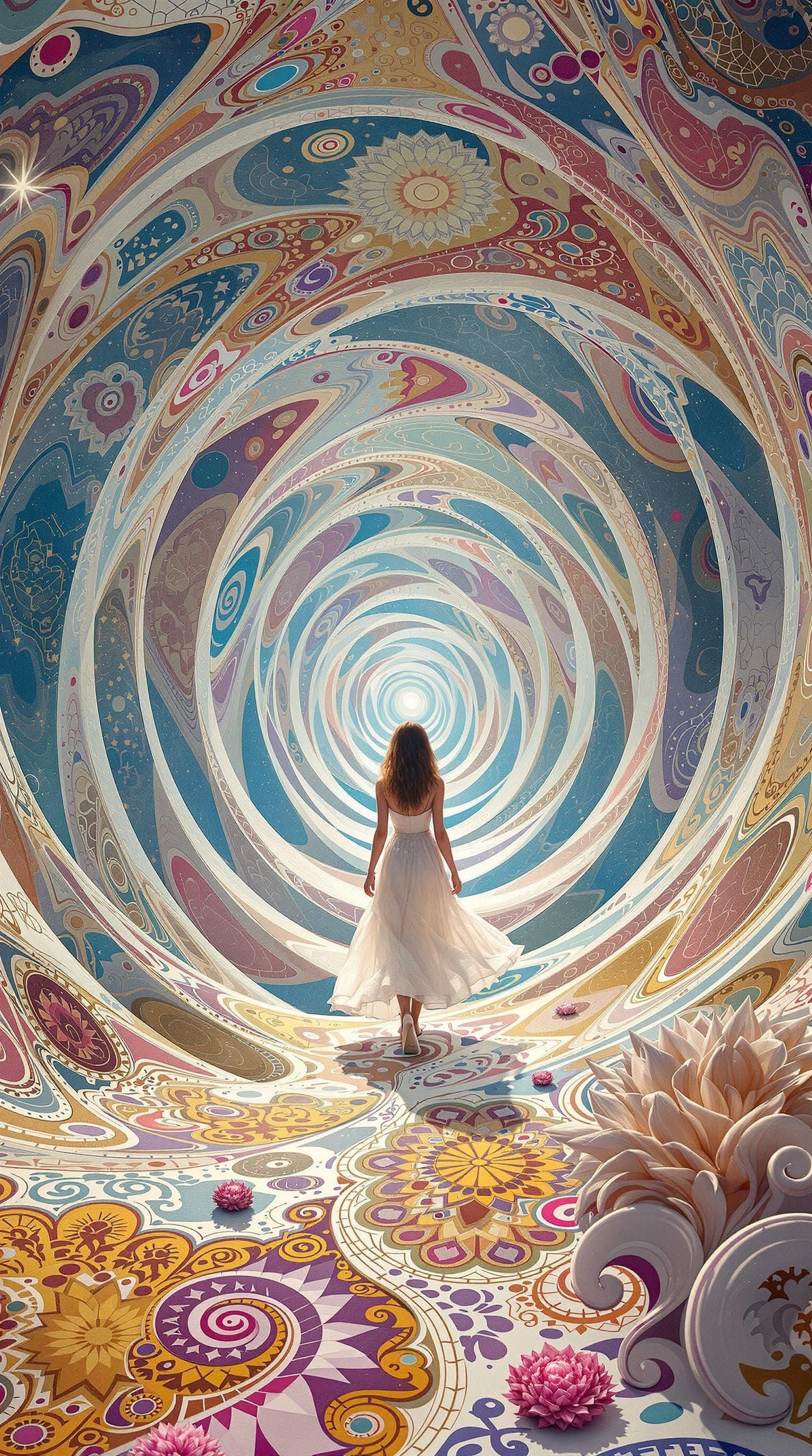 Woman in Psychedelic Mobius Strip Fractal Realm