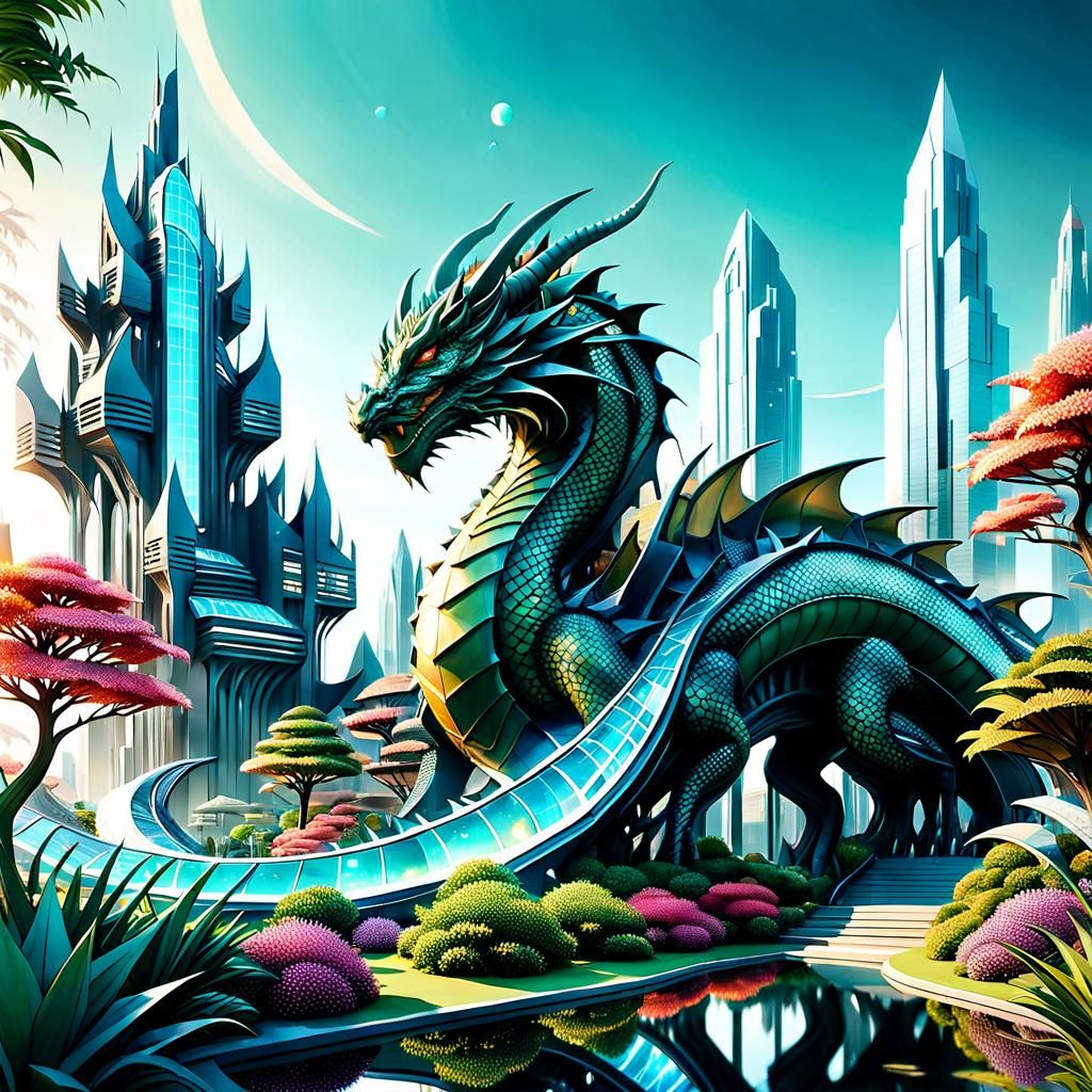 Dragon City: Futuristic Sci-Fi Buildings with Crystals