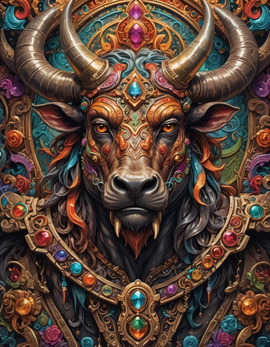 Minotaur Portrait with Amulet in Fantasy Style