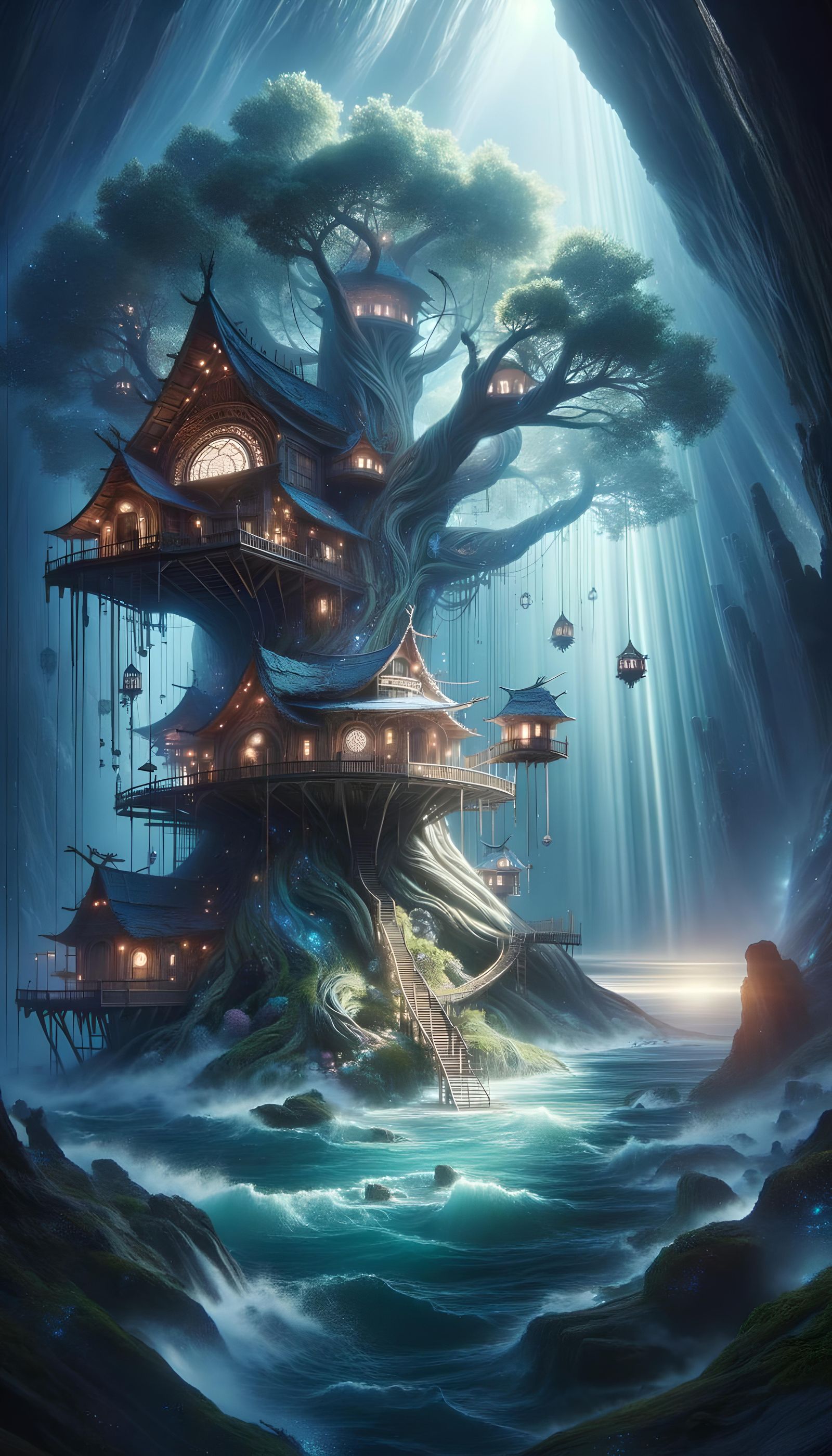 Enchanting Fantasy Treehouse Concept Art