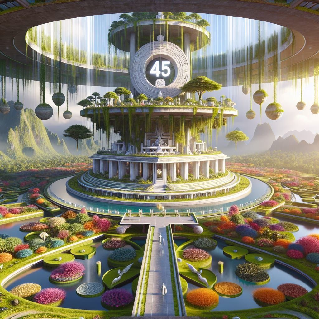 Monumental Cosmic Temple with Hanging Gardens