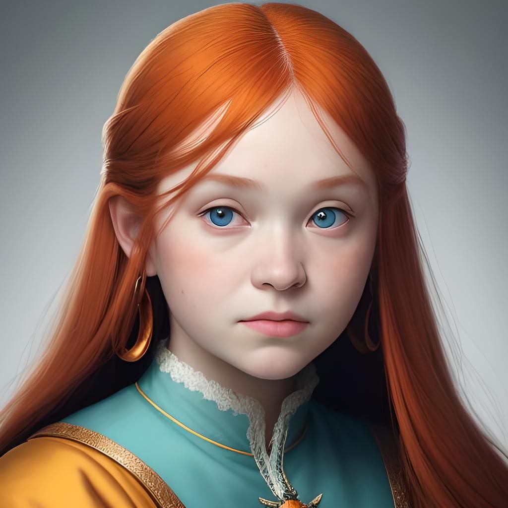 Portrait of a Scared Girl with Orange Hair