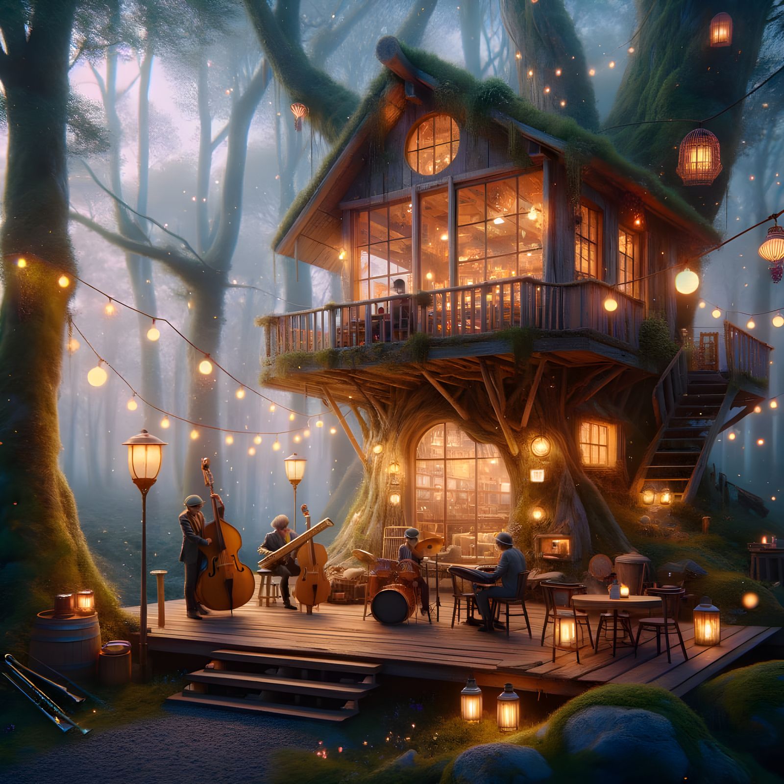 Magical Treehouse Jazz Cafe in Enchanted Forest