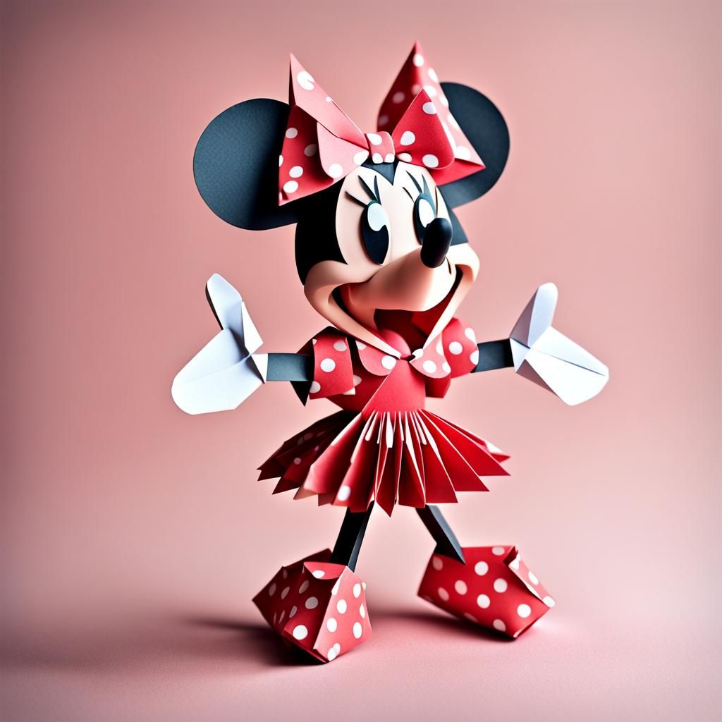 Minnie Mouse Origami Papercraft in 8K