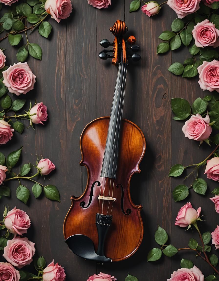 Violin Surrounded by Roses: Renaissance Still Life