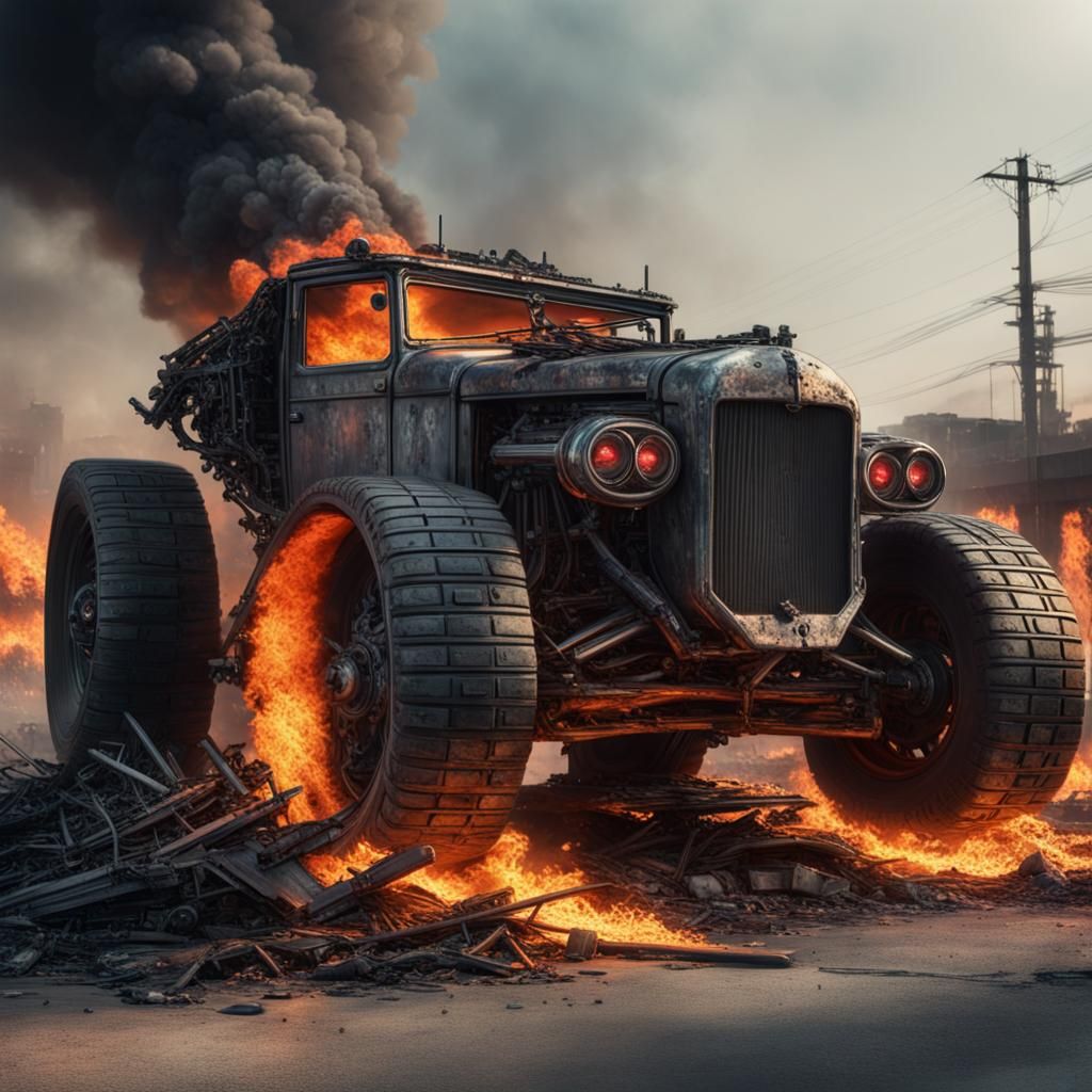 Heroic Terminator T-80 in Fiery Destruction