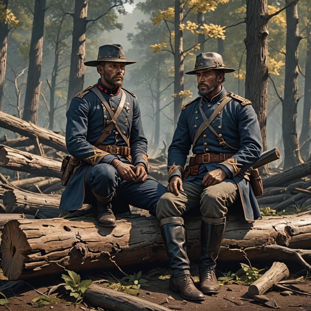 Civil War Soldier Resting: Detailed Matte Painting