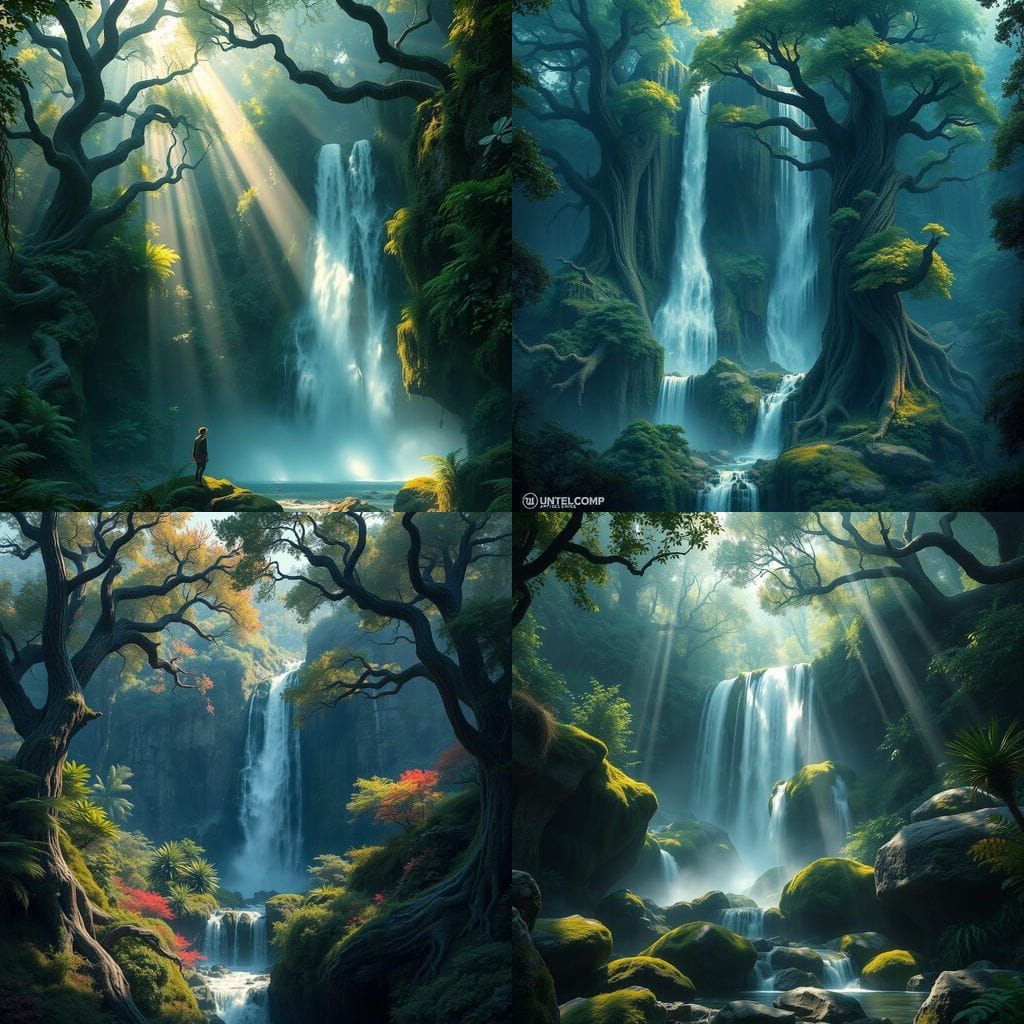Fantastical Waterfall in an Enchanted Forest