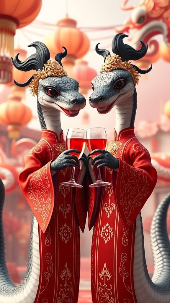 Happy Lunar New Year 🐉🧧🐍 Sissy Snakes Wear Updo & Hanfu Dresses