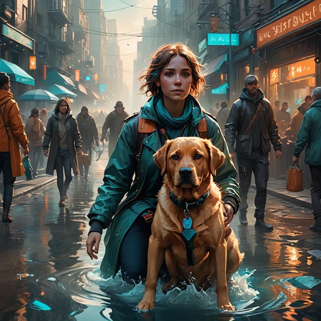 Guide Dog Portrait in Hyperdetailed Digital Art Style