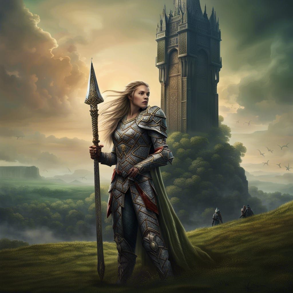 Elven Warriors on Grassy Hill With Tower