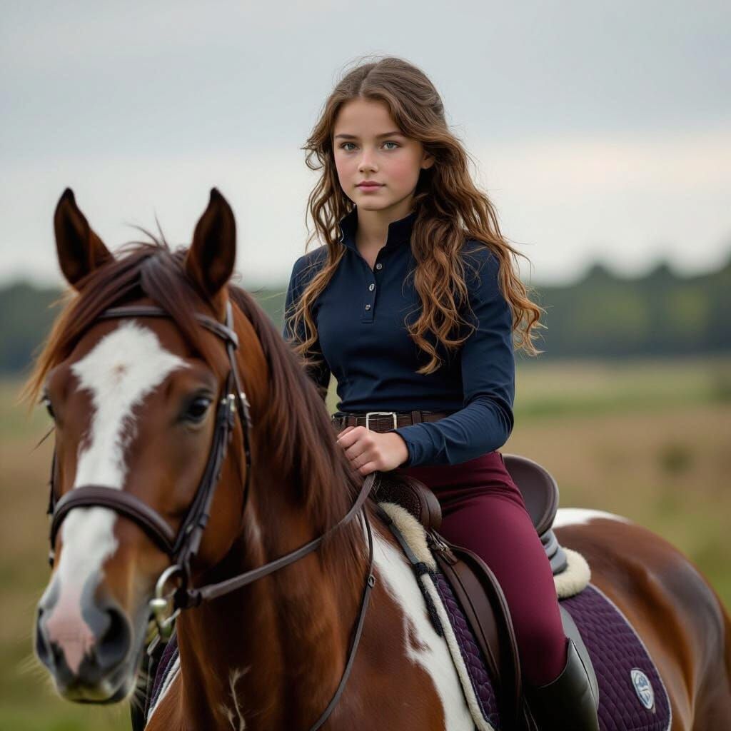Girl on Horseback in Cinematic Style