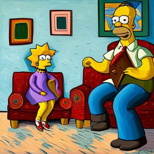 The Simpsons in Expressionist Neo-Impressionism Style