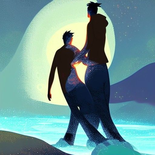 Gay Bear Lovers at Oceanside in Anime Style