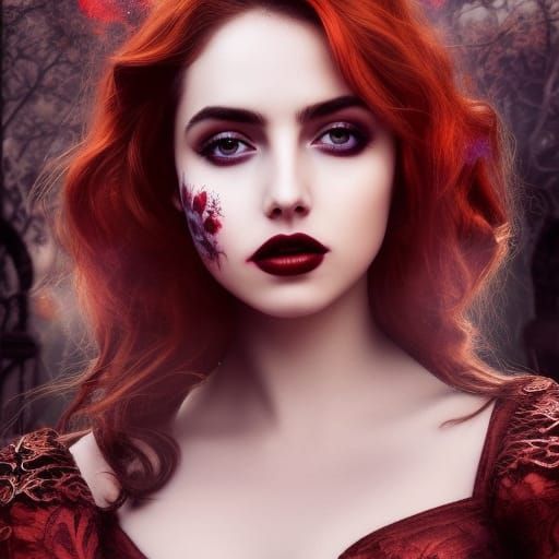 Ghostly Ana de Armas in Dark Fairytale Style