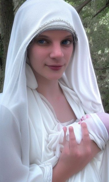 Ethereal White Goddess Elyah with Pearly Eyes