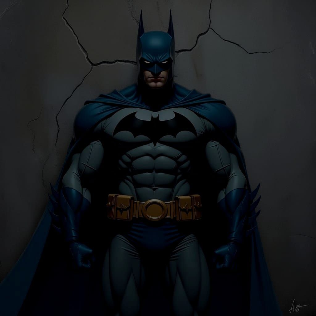 Batman as Vitruvian Man with Muscular Physique