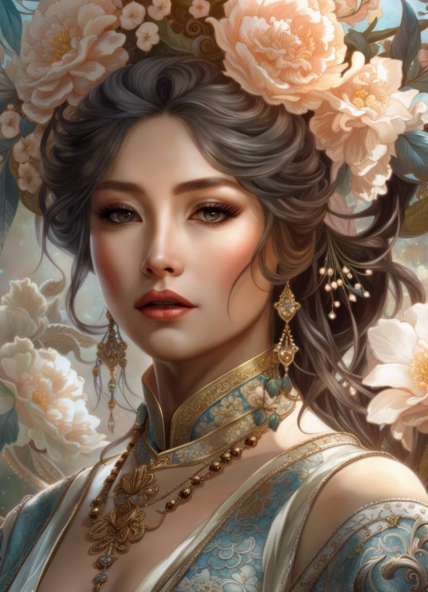 Beautiful Woman in Rococo Style