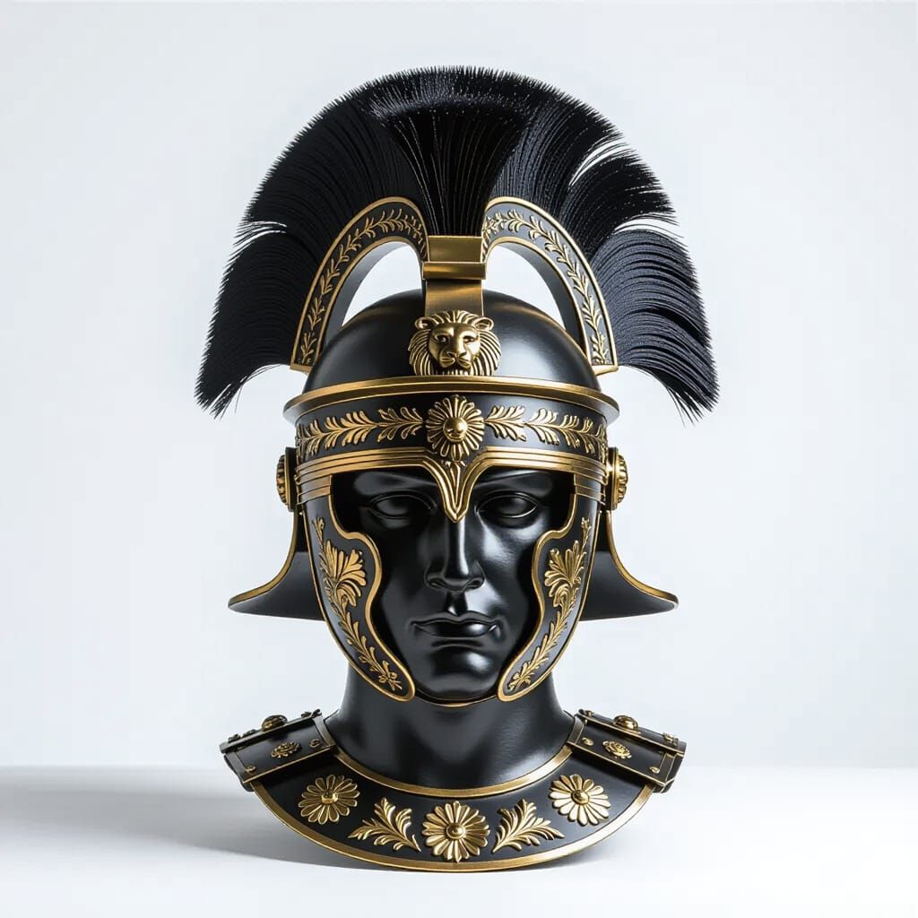 Ornate Roman Helmet with Lion Motifs