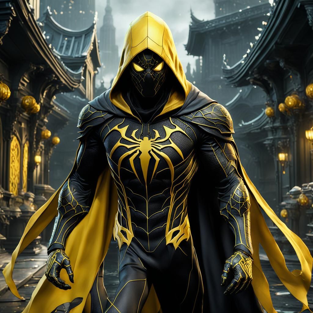 Spiderman in Black and Yellow Symbiont Suit
