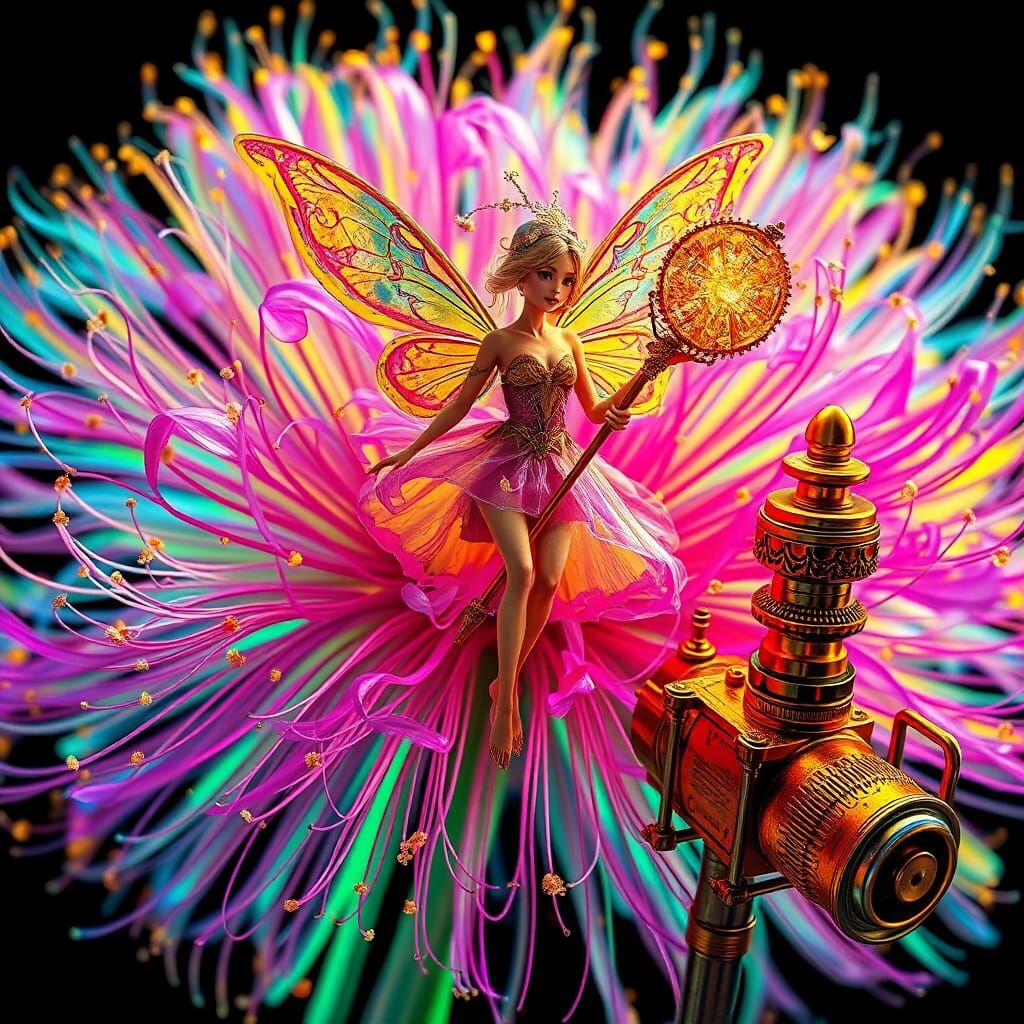 Rainbow Allium Fairy in CT Scan: Steampunk Style