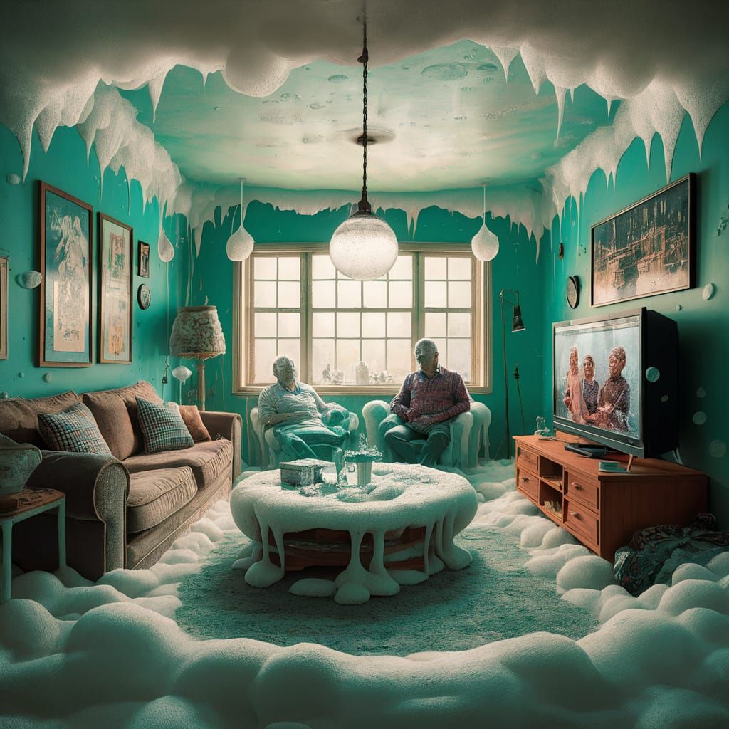Surreal Living Room Made of Soap Bubbles