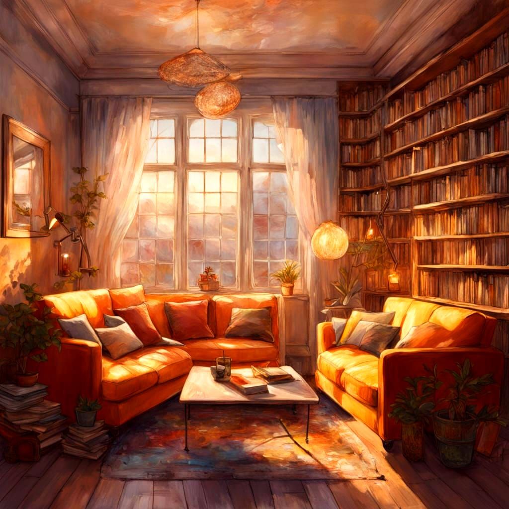 Cozy Reading Nook in Kinkade Style