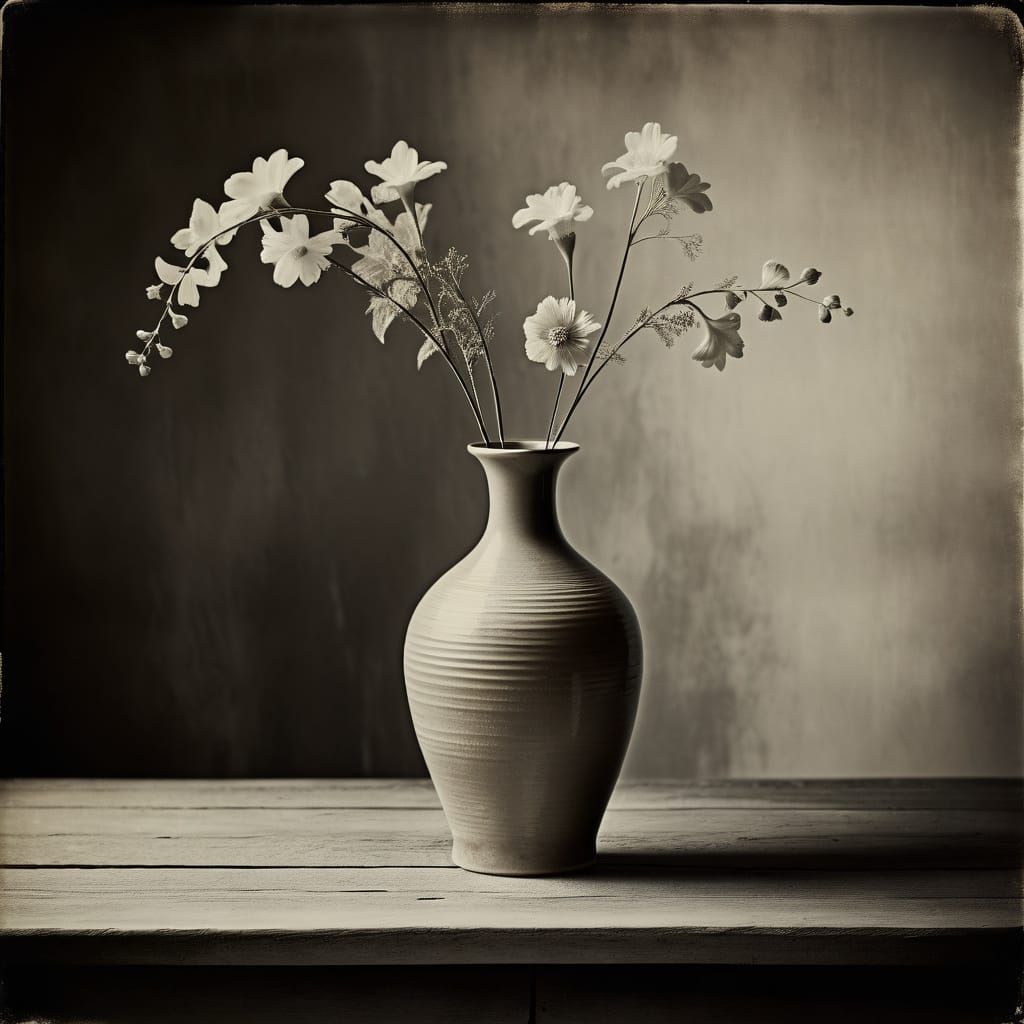Serene Still Life in Sepia Tone Photography