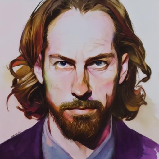 Man's Portrait with Impressionistic and Comic Book Influence...