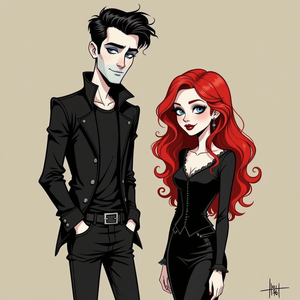 Gothic Couple Portrait in Dark Mystical Style