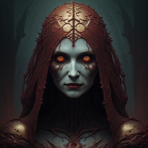 Intricately Detailed Girl Emerges from Blood Pool