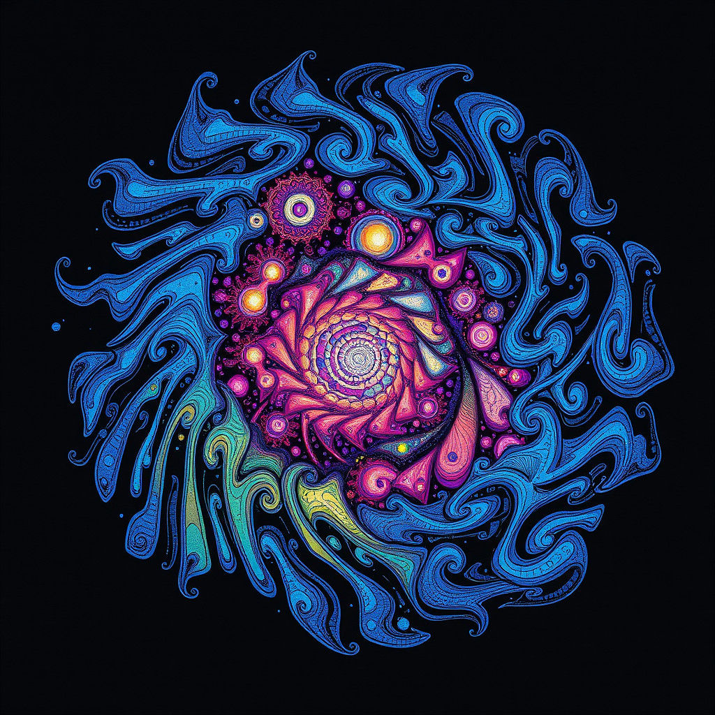 Abstract Fractal Art: Atlantis Dreamscape in Op Art Style