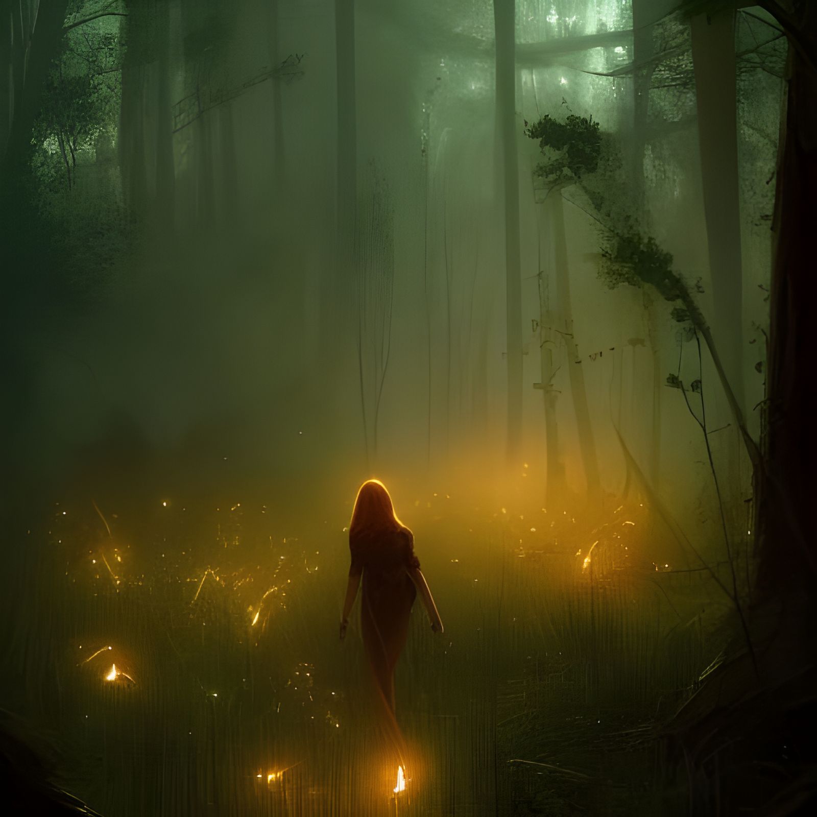 fireflies in the forest
