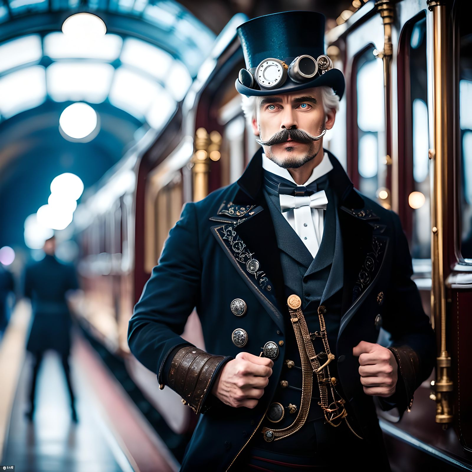 Steampunk Man on Galactic Orient Express