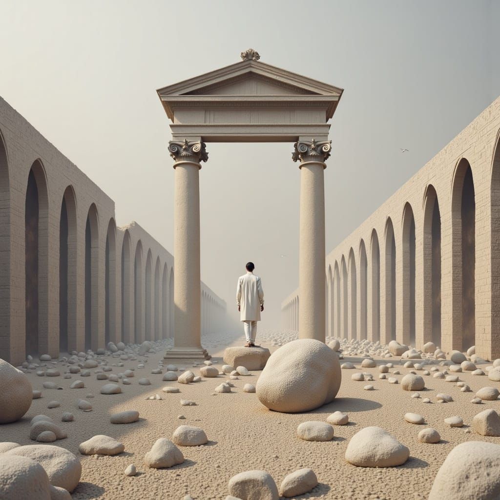 Minimalist Love in Ruins Composition