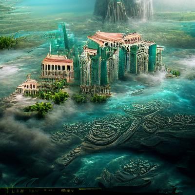 The Lost City of Atlantis: Detailed Matte Painting