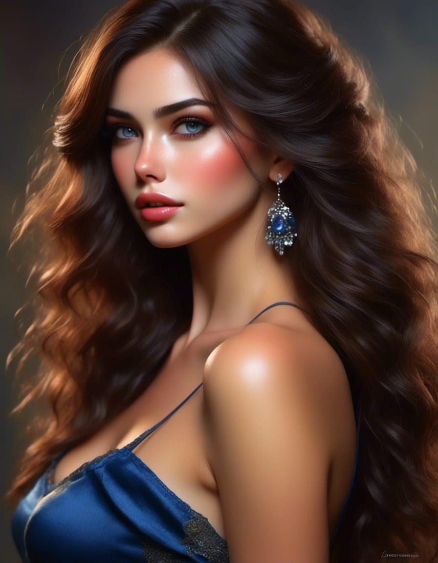 Beautiful Woman: Realistic 3D Portrait with Blue Eyes