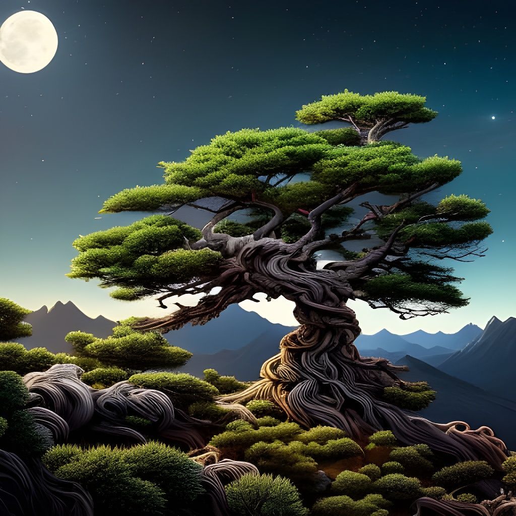 Lonely gnarled juniper tree