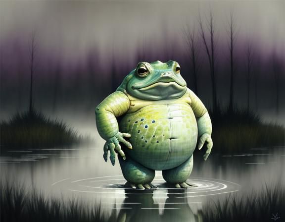 Bullywug in Misty Swamp: Watercolour Illustration