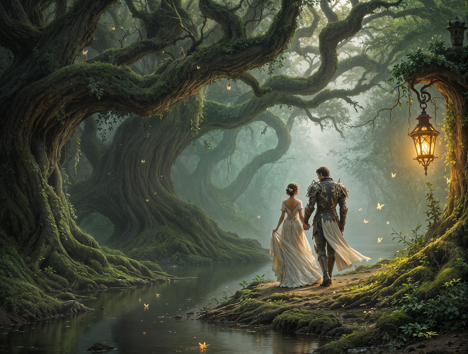 Ethereal Lamplight Serenade in the Enchanted Forest